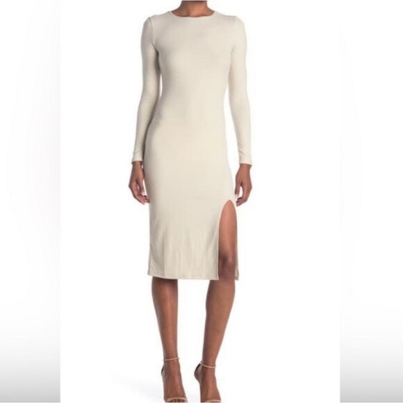 Abound "rainy day" long sleeve ribbed slit midi dress New with Tags size L - Picture 1 of 7